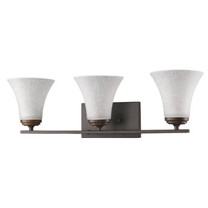 Homeroots Three Light Bronze Wall Light With Tapered Glass Shade   398751
