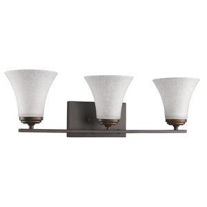 Homeroots Three Light Bronze Wall Light With Tapered Glass Shade   398751