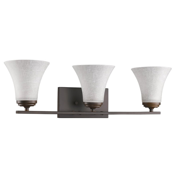 Homeroots Three Light Bronze Wall Light With Tapered Glass Shade   398751