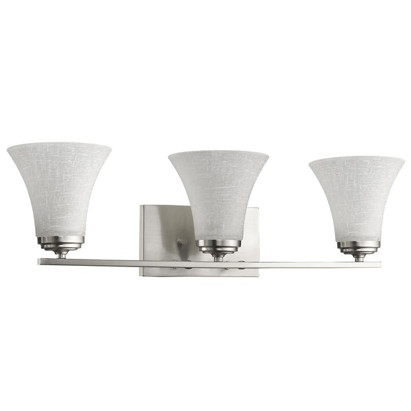 Homeroots Three Light Silver Wall Light With Tapered Glass Shade   398752