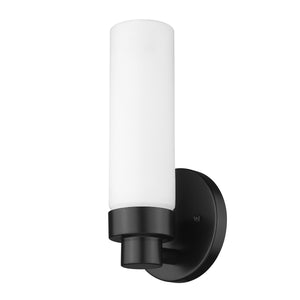 Homeroots Matte Black Wall Light With Narrow Frosted Glass Shade   398753