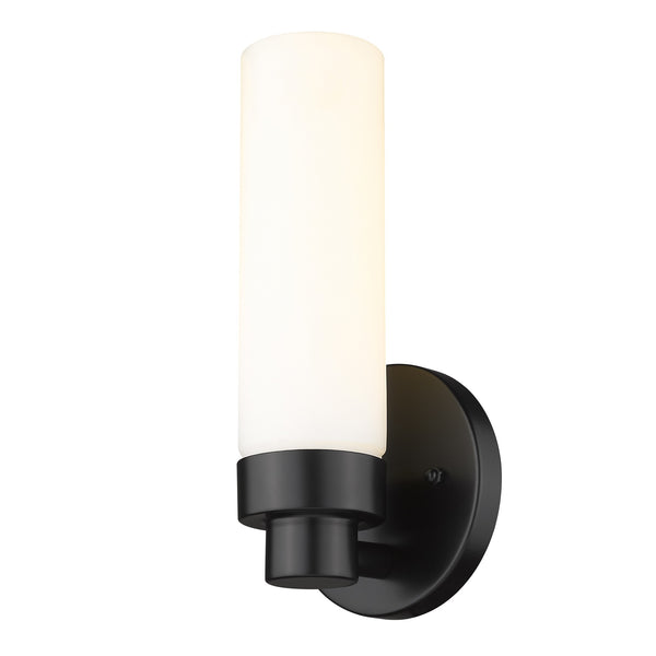 Homeroots Matte Black Wall Light With Narrow Frosted Glass Shade   398753