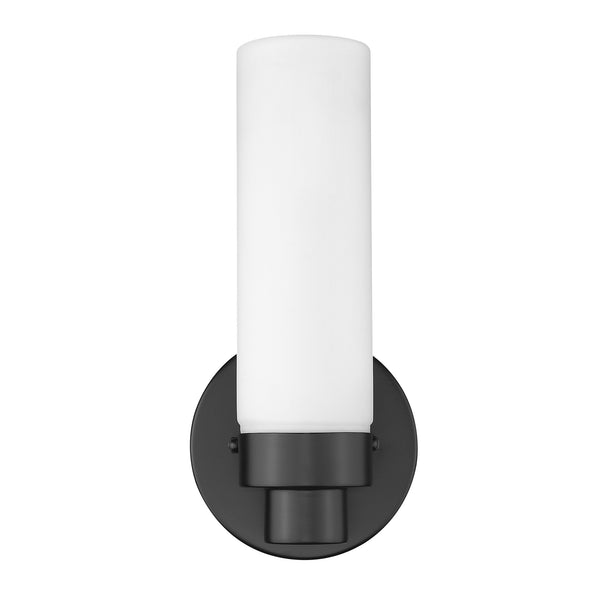 Homeroots Matte Black Wall Light With Narrow Frosted Glass Shade   398753