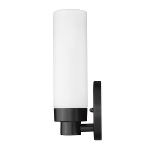 Homeroots Matte Black Wall Light With Narrow Frosted Glass Shade   398753