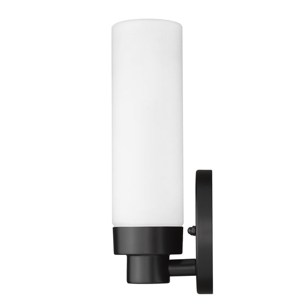 Homeroots Matte Black Wall Light With Narrow Frosted Glass Shade   398753