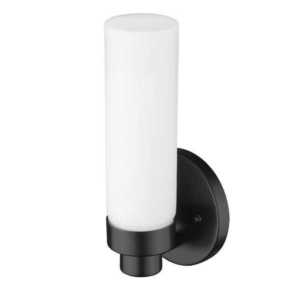 Homeroots Matte Black Wall Light With Narrow Frosted Glass Shade   398753
