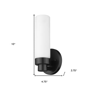 Homeroots Matte Black Wall Light With Narrow Frosted Glass Shade   398753