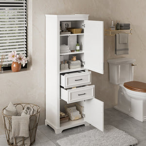 English Elm 71-inch Freestanding Bathroom Vanity with Soft-Close Doors, Adjustable Shelves, Drawers & Anti-Tip Stability N729P335588K