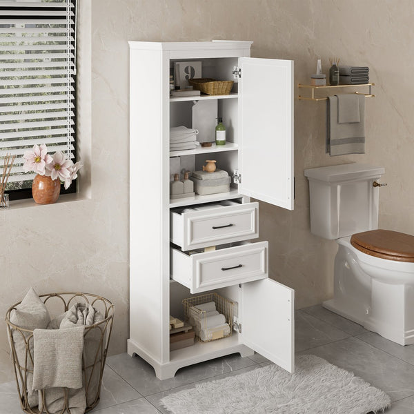 English Elm 71-inch Freestanding Bathroom Vanity with Soft-Close Doors, Adjustable Shelves, Drawers & Anti-Tip Stability N729P335588K