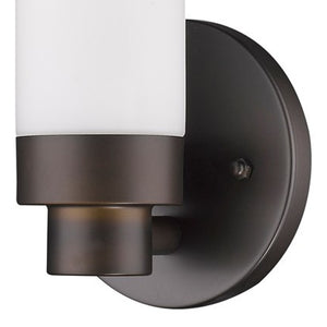 Homeroots Bronze Wall Light With Narrow Frosted Glass Shade   398754