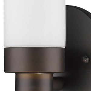 Homeroots Bronze Wall Light With Narrow Frosted Glass Shade   398754