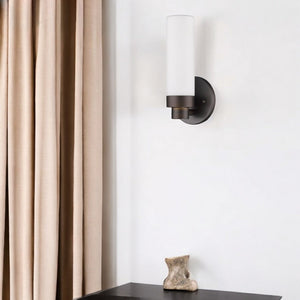 HomeRoots Bronze Wall Light - Elegant Frosted Glass Shade for Warm Illumination in Hallways & Living Spaces 398754