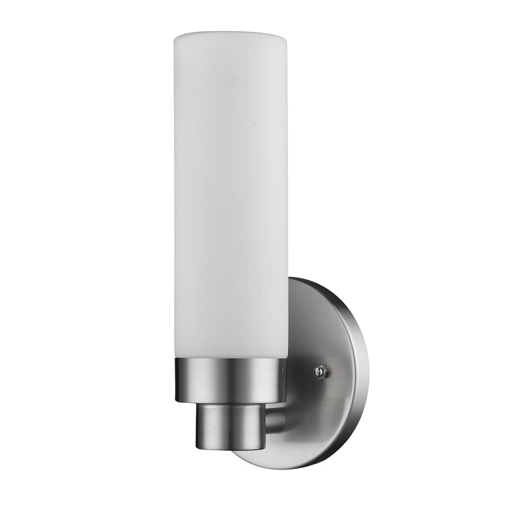 Homeroots Silver Wall Light With Narrow Frosted Glass Shade   398755