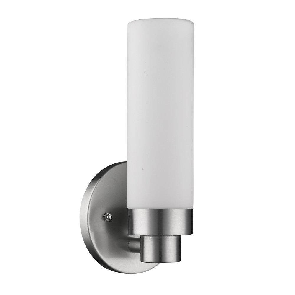 Homeroots Silver Wall Light With Narrow Frosted Glass Shade   398755