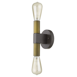 Homeroots Two Light Brass And Wood Wall Sconce   398756