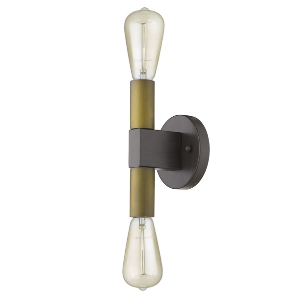 Homeroots Two Light Brass And Wood Wall Sconce   398756