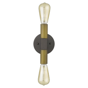 Homeroots Two Light Brass And Wood Wall Sconce   398756