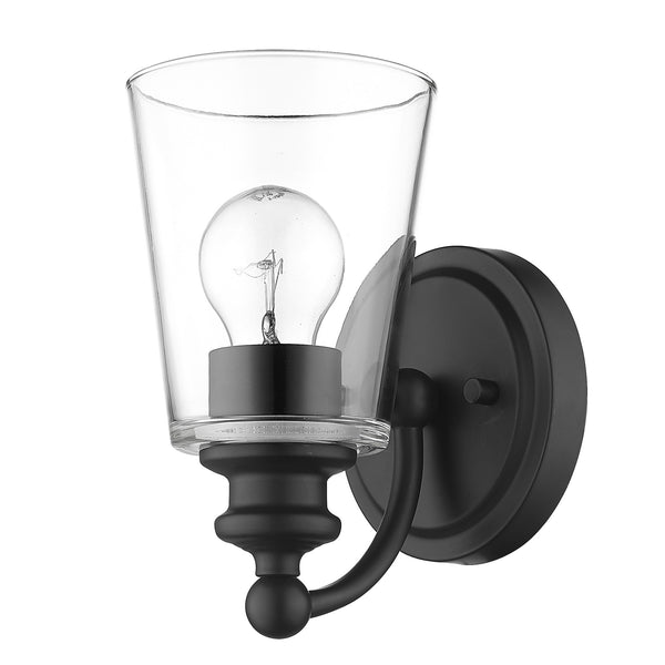 Homeroots One Light Matte Black Glass Shade Wall Sconce   398757