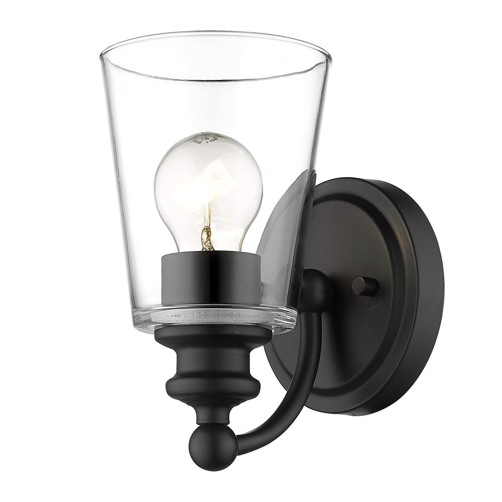 Homeroots One Light Matte Black Glass Shade Wall Sconce   398757