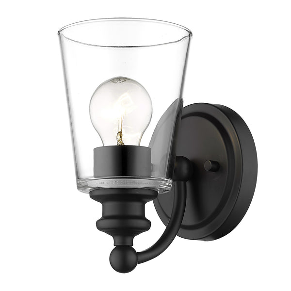 Homeroots One Light Matte Black Glass Shade Wall Sconce   398757