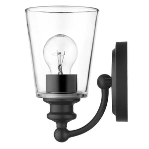 Homeroots One Light Matte Black Glass Shade Wall Sconce   398757