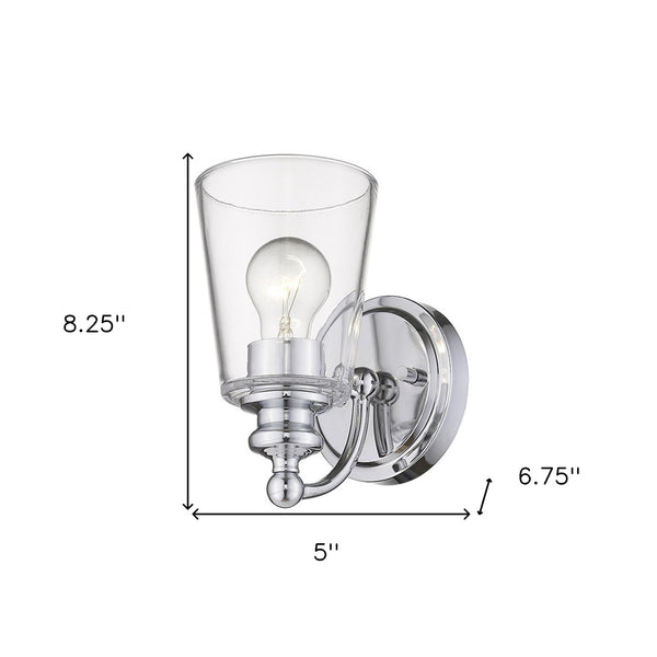 Homeroots One Light Silver Glass Shade Wall Sconce   398758