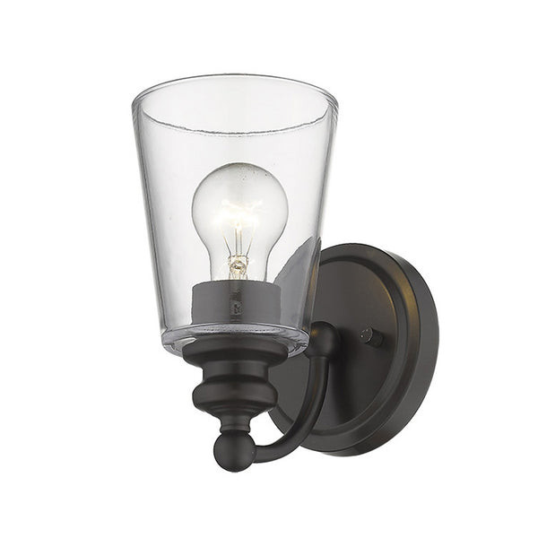 Homeroots One Light Antique Bronze Glass Shade Wall Sconce   398759