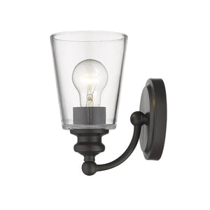 Homeroots One Light Antique Bronze Glass Shade Wall Sconce   398759