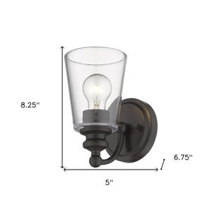 Homeroots One Light Antique Bronze Glass Shade Wall Sconce   398759