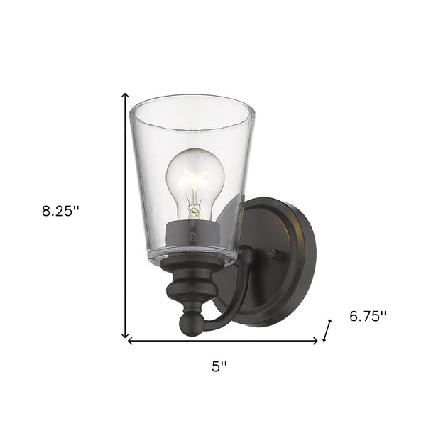 Homeroots One Light Antique Bronze Glass Shade Wall Sconce   398759