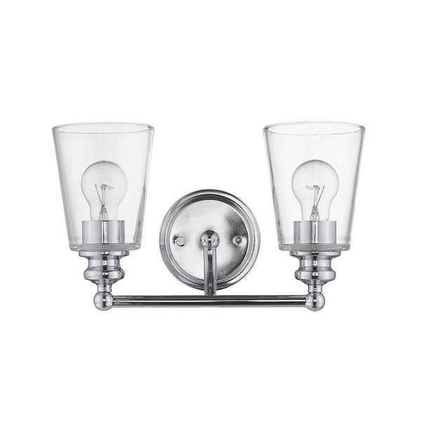 Homeroots Two Light Silver Glass Shade Wall Sconce   398761