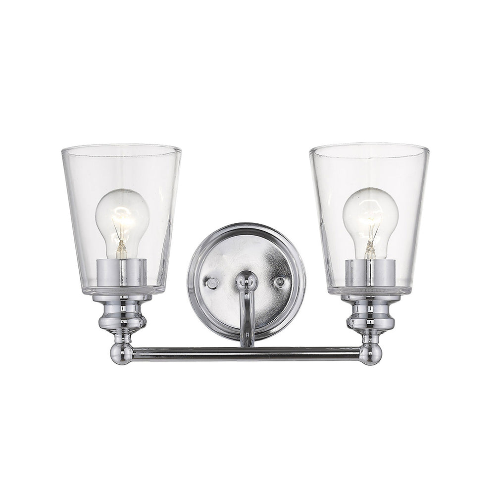 Homeroots Two Light Silver Glass Shade Wall Sconce   398761