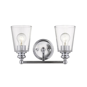 Homeroots Two Light Silver Glass Shade Wall Sconce   398761