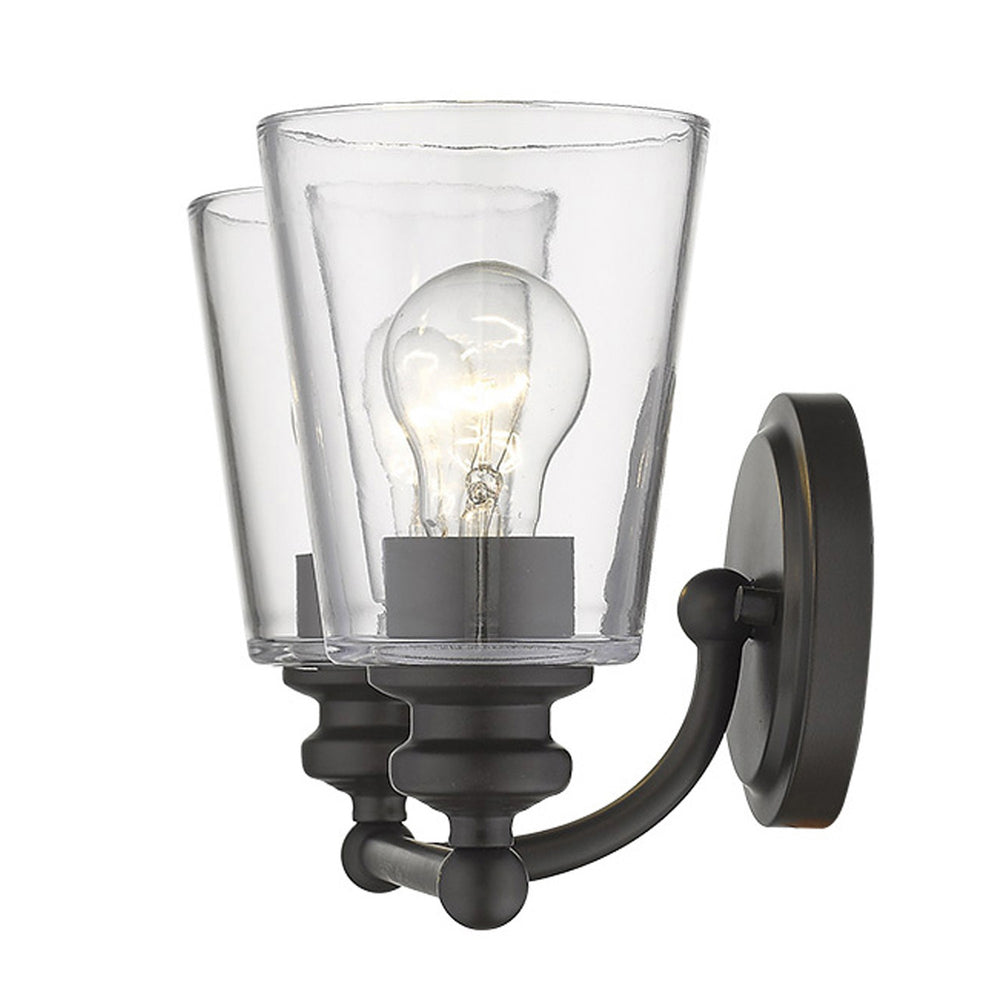 Homeroots Two Light Antique Bronze Glass Shade Wall Sconce   398762