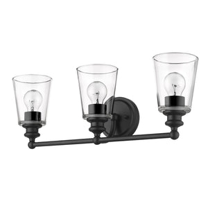 Homeroots Three Light Matte Black Glass Shade Wall Sconce   398763