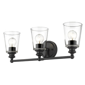 Homeroots Three Light Matte Black Glass Shade Wall Sconce   398763