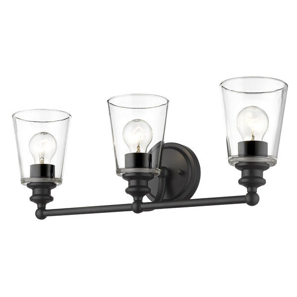 Homeroots Three Light Matte Black Glass Shade Wall Sconce   398763