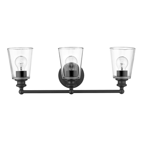 Homeroots Three Light Matte Black Glass Shade Wall Sconce   398763