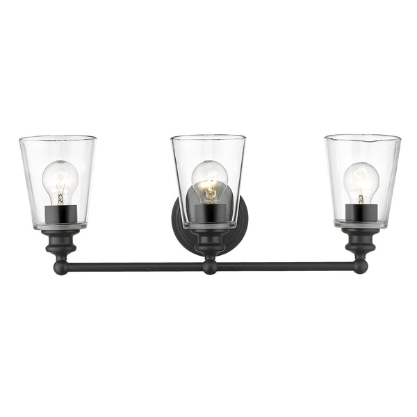 Homeroots Three Light Matte Black Glass Shade Wall Sconce   398763