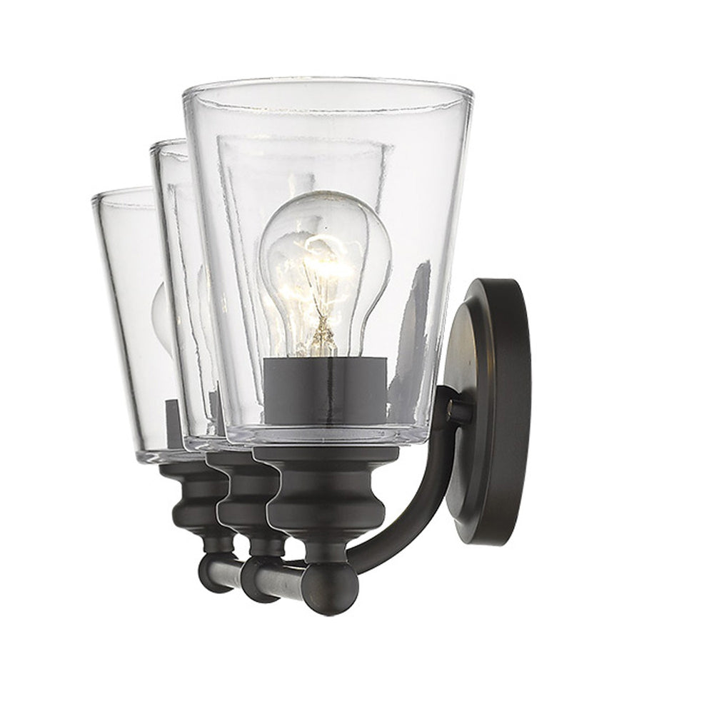 Homeroots Three Light Antique Bronze Glass Shade Wall Sconce   398765