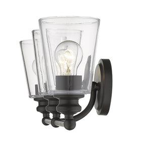 Homeroots Three Light Antique Bronze Glass Shade Wall Sconce   398765