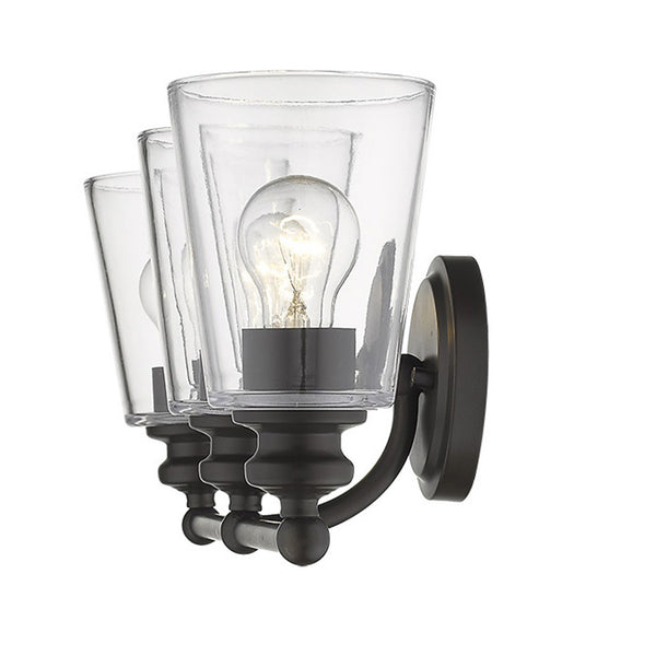 Homeroots Three Light Antique Bronze Glass Shade Wall Sconce   398765