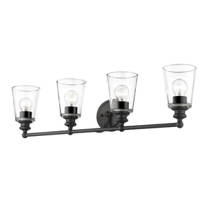 Homeroots Ceil 4-light Matte Black Vanity   398766