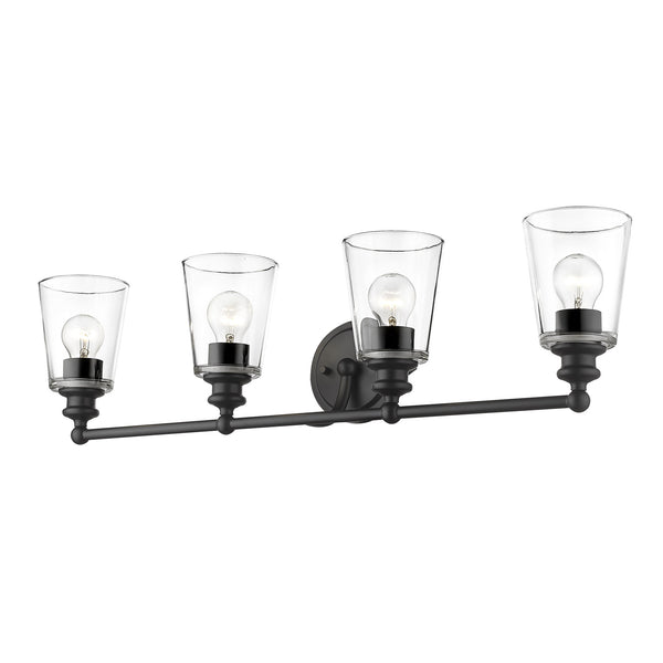 Homeroots Ceil 4-light Matte Black Vanity   398766