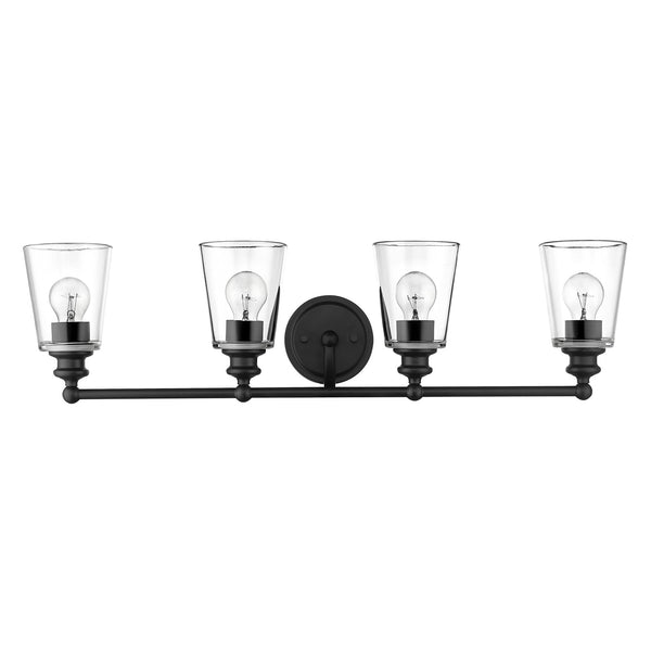 Homeroots Ceil 4-light Matte Black Vanity   398766
