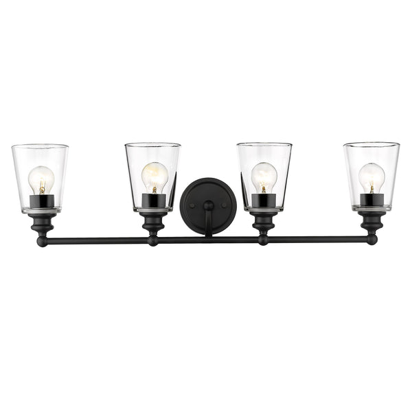 Homeroots Ceil 4-light Matte Black Vanity   398766