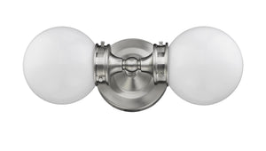 Homeroots Two Light Silver Wall Sconce With Round Frosted Glass Shade   398770