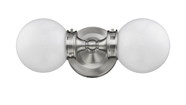 Homeroots Two Light Silver Wall Sconce With Round Frosted Glass Shade   398770