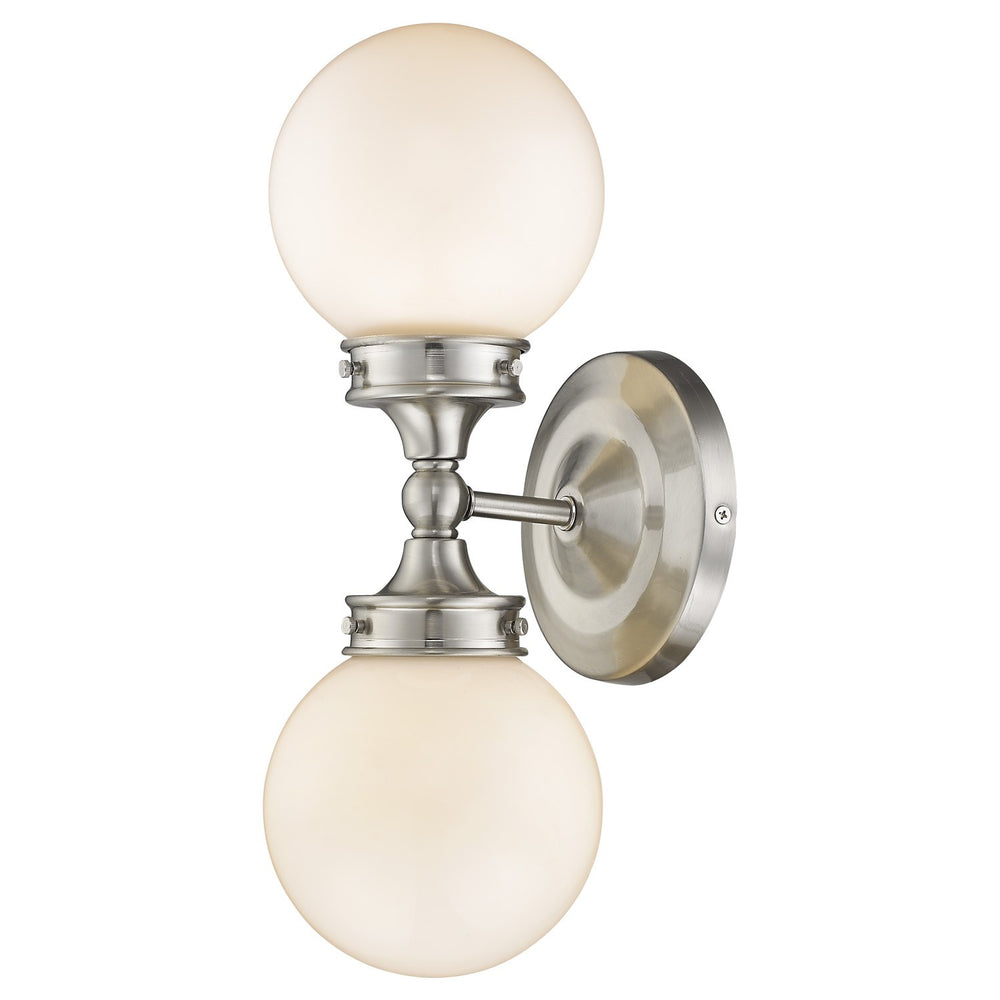 Homeroots Two Light Silver Wall Sconce With Round Frosted Glass Shade   398770