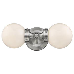 Homeroots Two Light Silver Wall Sconce With Round Frosted Glass Shade   398770